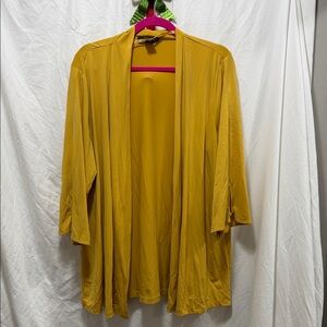 Joan Vass Mustard Yellow Open Front Cardigan